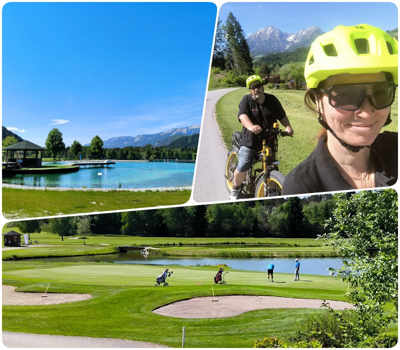 golfove ihrisko, kupalisko, bicykle
