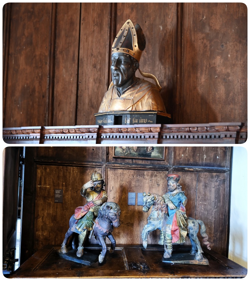 Vogtei miestnosť na hrade Schattenburg, exponáty pápež, koníky