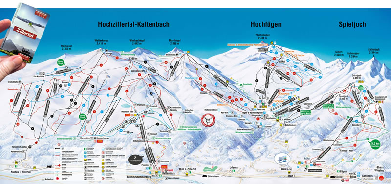 mapa zjazdoviek Zillertal