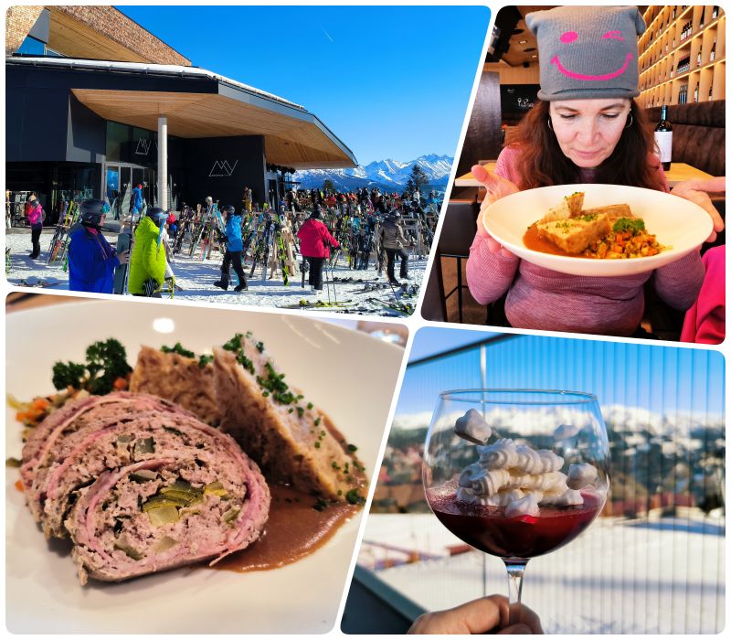 zima,zjazdovka,jedlo,ludia,zena